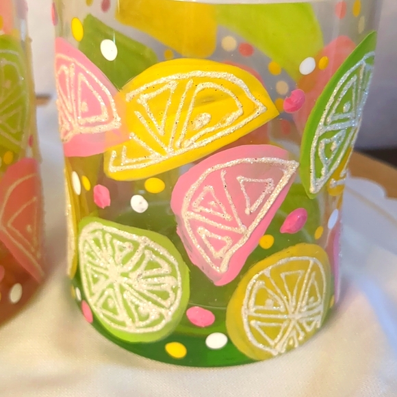 Hand Painted Cocktail Glasses Citrus - Picture 4 of 6